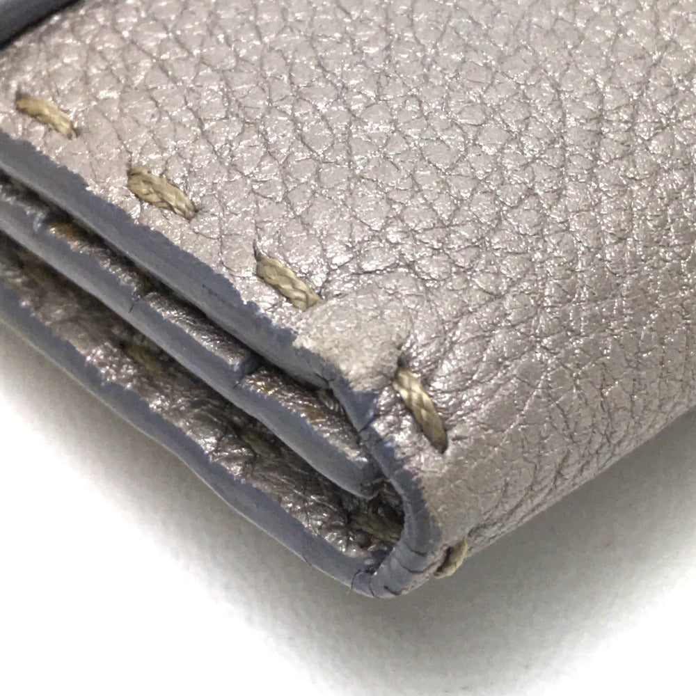 FENDI Long Wallet Purse 8M0144 leather gray Celeria Roman leather Women Used Authentic