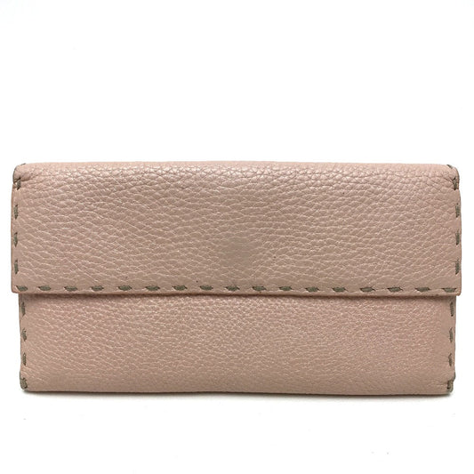 FENDI Long Wallet Purse 8M0144 leather pink Celeria Roman leather Women Used Authentic