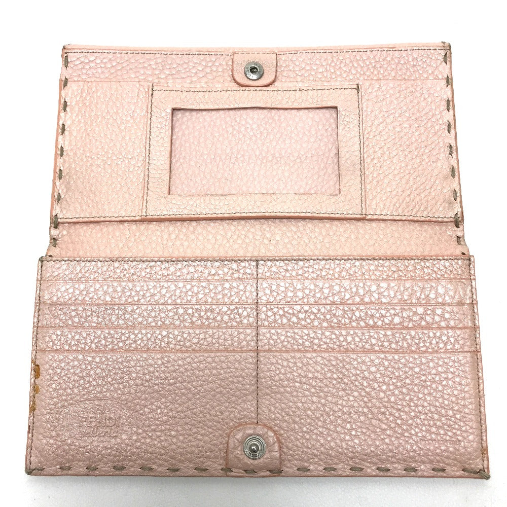 FENDI Long Wallet Purse 8M0144 leather pink Celeria Roman leather Women Used Authentic