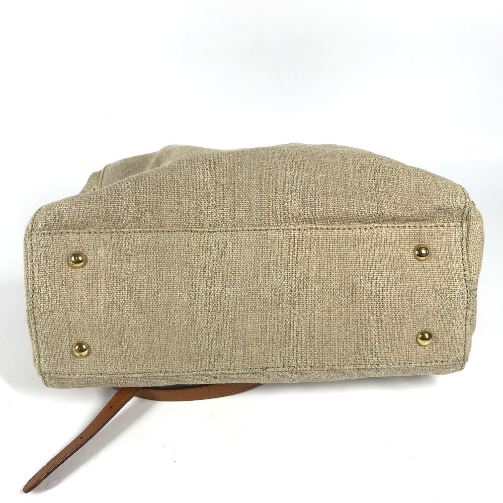 FENDI Handbag 8BL114 Leather / canvas beige Bag chameleon Women Used Authentic