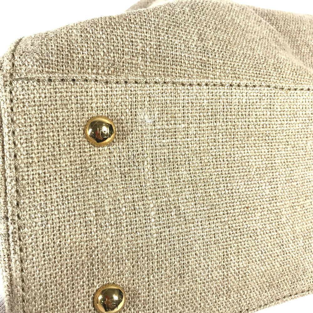 FENDI Handbag 8BL114 Leather / canvas beige Bag chameleon Women Used Authentic