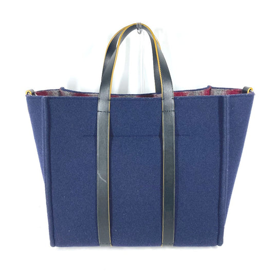 FENDI Tote Bag 7VA390 wool Navy Shoulder Tote mens Used Authentic