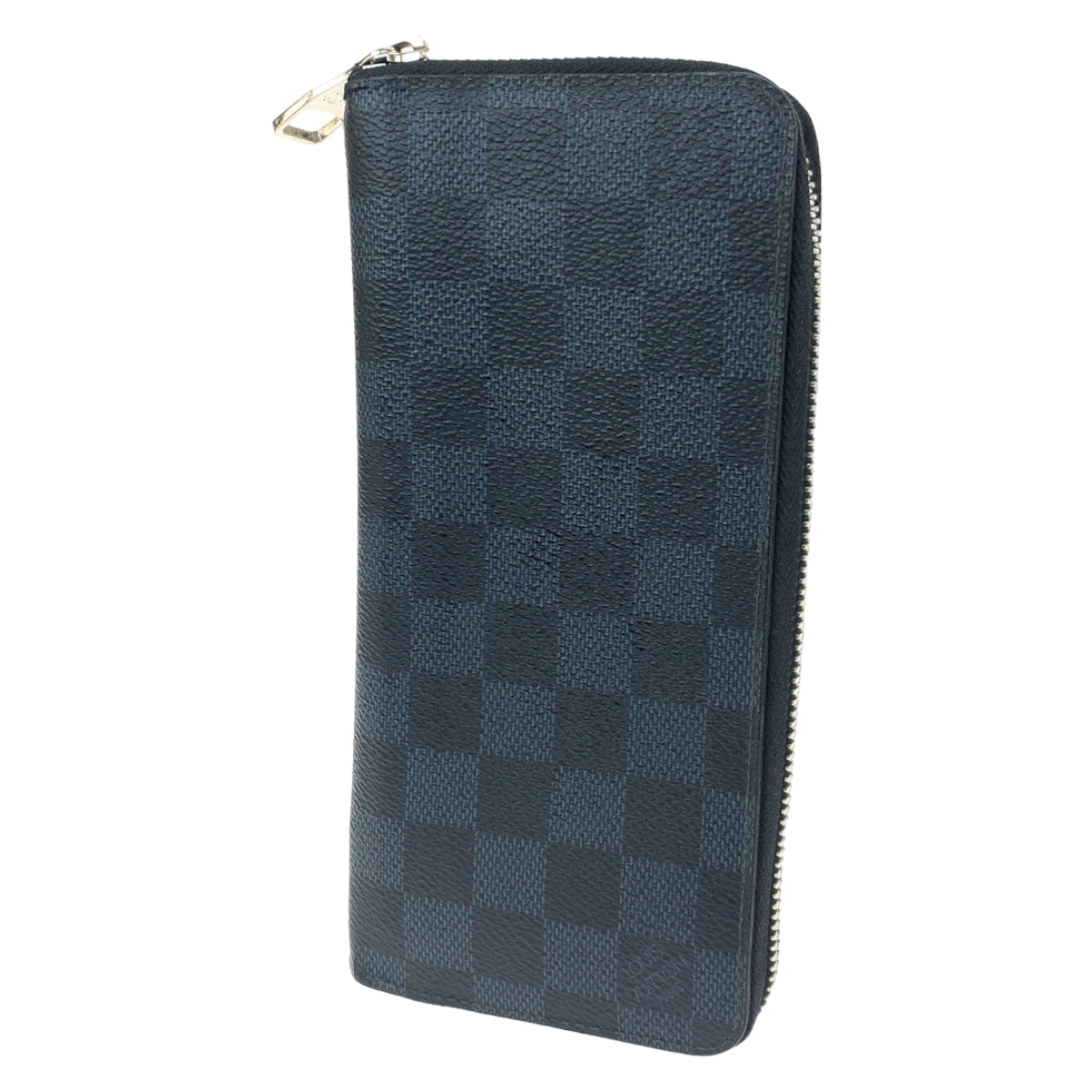 LOUIS VUITTON Long Wallet Purse N62240 PVC Navy gray Long Wallet Purse Zip Around Damier Cobalt Zippy Wallet Vertical mens Used Authentic