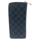 LOUIS VUITTON Long Wallet Purse N62240 PVC Navy gray Long Wallet Purse Zip Around Damier Cobalt Zippy Wallet Vertical mens Used Authentic