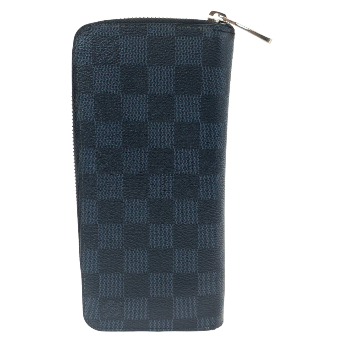 LOUIS VUITTON Long Wallet Purse N62240 PVC Navy gray Long Wallet Purse Zip Around Damier Cobalt Zippy Wallet Vertical mens Used Authentic