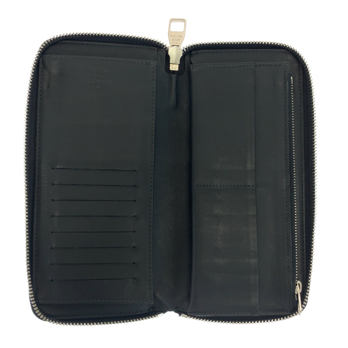 LOUIS VUITTON Long Wallet Purse N62240 PVC Navy gray Long Wallet Purse Zip Around Damier Cobalt Zippy Wallet Vertical mens Used Authentic