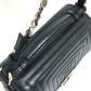 FENDI Shoulder Bag 8M0371 leather black Pochette Crossbody Double micro baguette Women Used Authentic