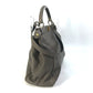 FENDI Handbag 8BN210 leather gray Inner Zucca Pattern Shoulder Bag Tote Bag Peekaboo Large Women Used Authentic