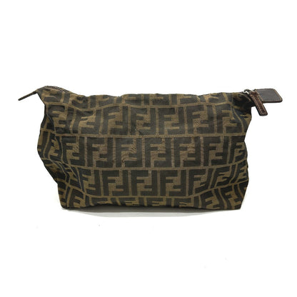 FENDI Pouch Canvas / leather Brown Zucca Pattern