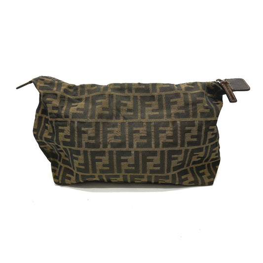 FENDI Pouch Canvas / leather Brown Zucca Pattern