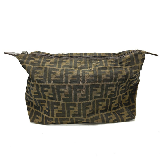 FENDI Pouch Canvas / leather Brown Zucca Pattern