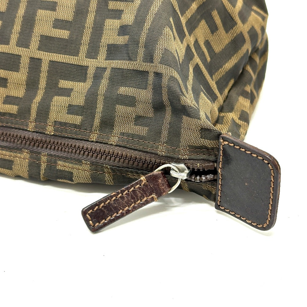 FENDI Pouch Canvas / leather Brown Zucca Pattern
