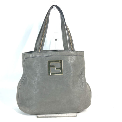 FENDI Shoulder Bag 8BR650 leather gray Bag Shoulder Bag Tote Bag logo FF Women Used Authentic