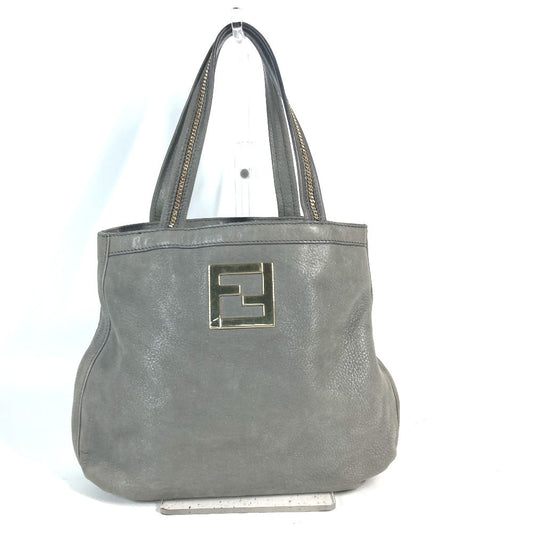 FENDI Shoulder Bag 8BR650 leather gray Bag Shoulder Bag Tote Bag logo FF Women Used Authentic