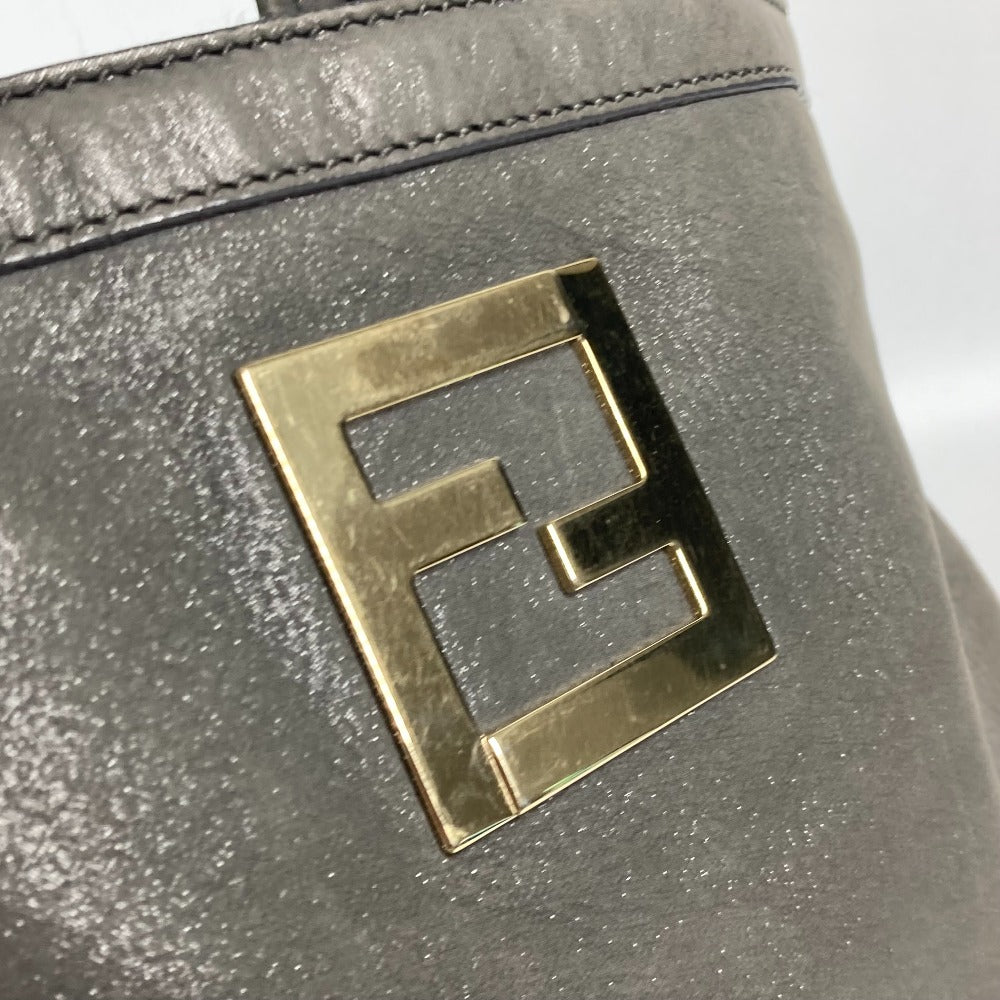 FENDI Shoulder Bag 8BR650 leather gray Bag Shoulder Bag Tote Bag logo FF Women Used Authentic