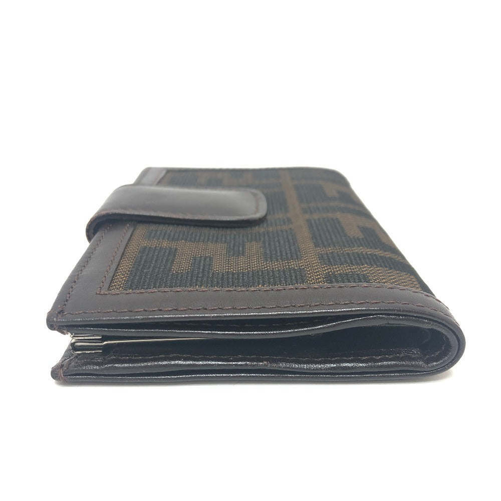 FENDI Folded wallet Leather / canvas Brown Zucca Pattern