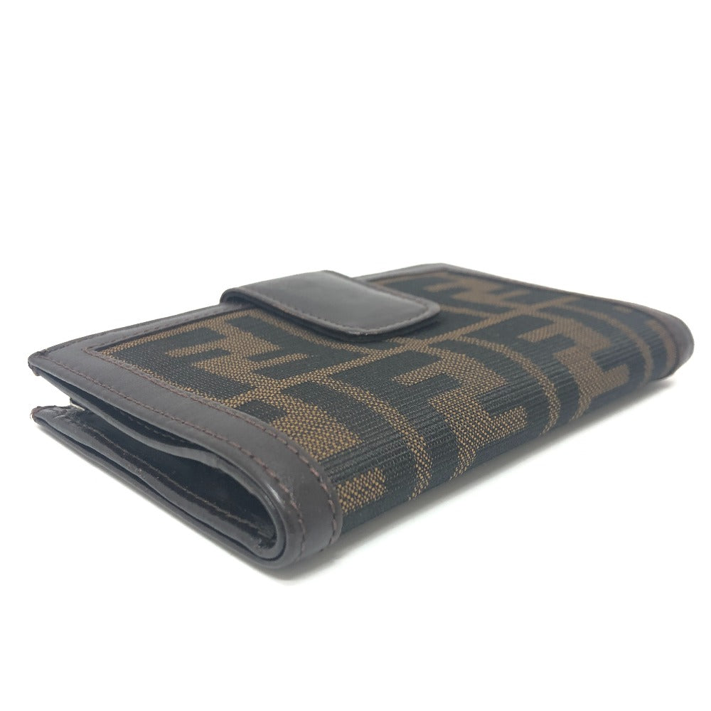 FENDI Folded wallet Leather / canvas Brown Zucca Pattern