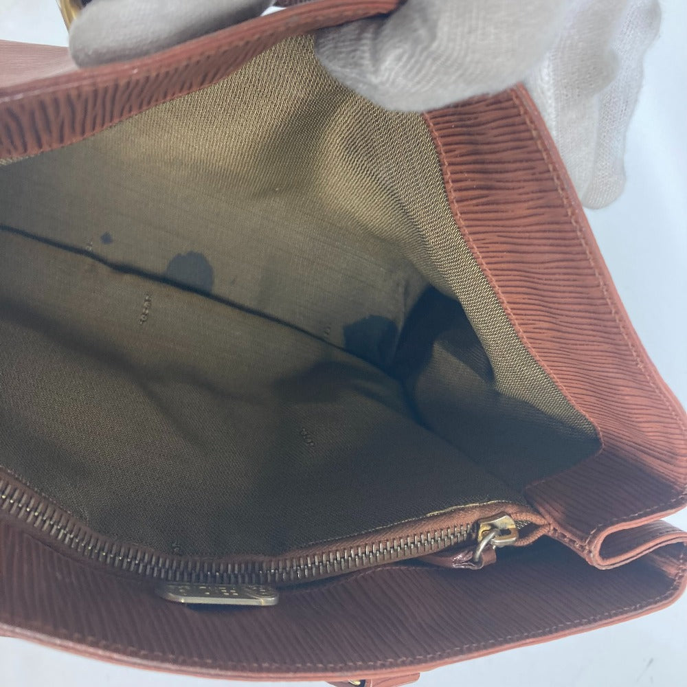 FENDI Handbag leather Brown vintage FF logo Women Used Authentic