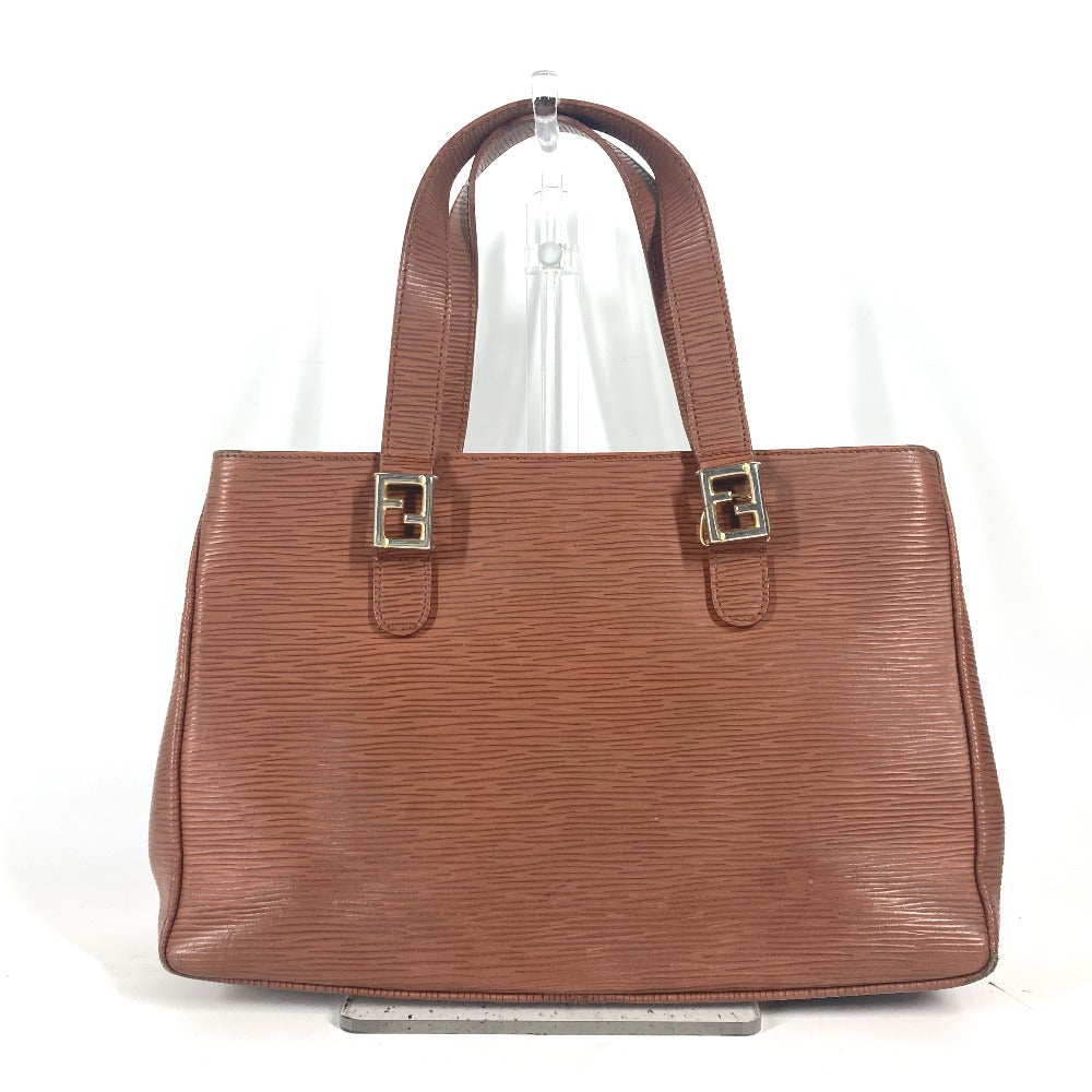 FENDI Handbag leather Brown vintage FF logo Women Used Authentic