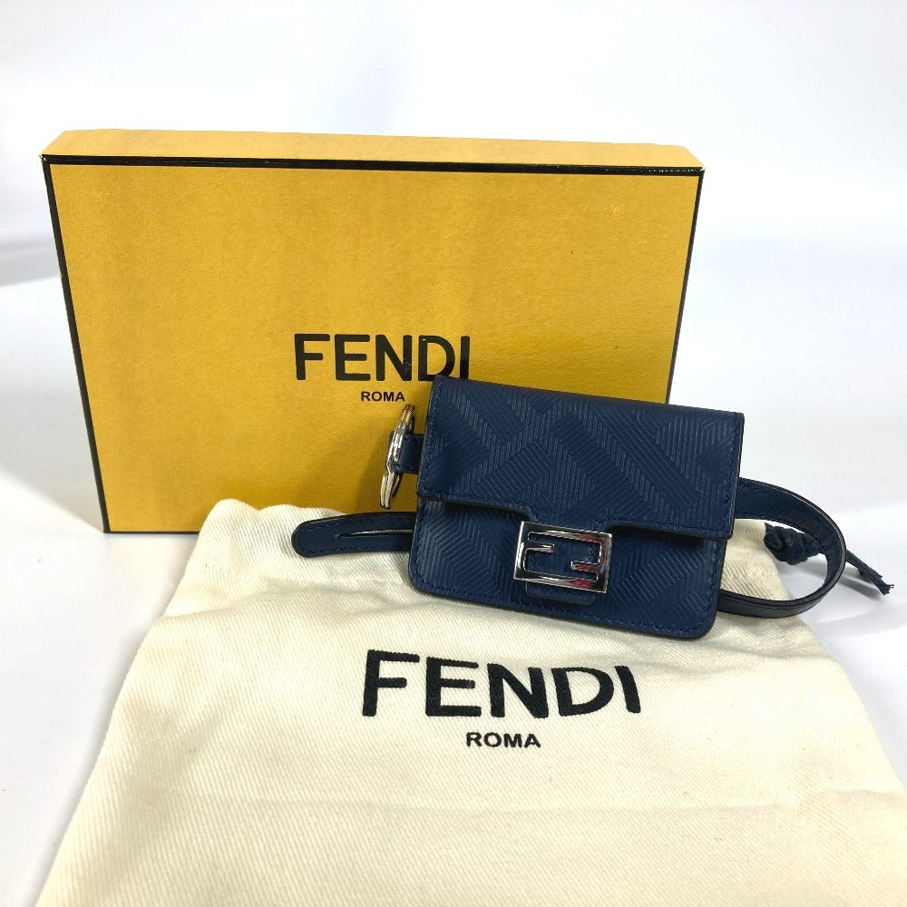 FENDI charm leather Navy Bucket type Bag type Women Used Authentic