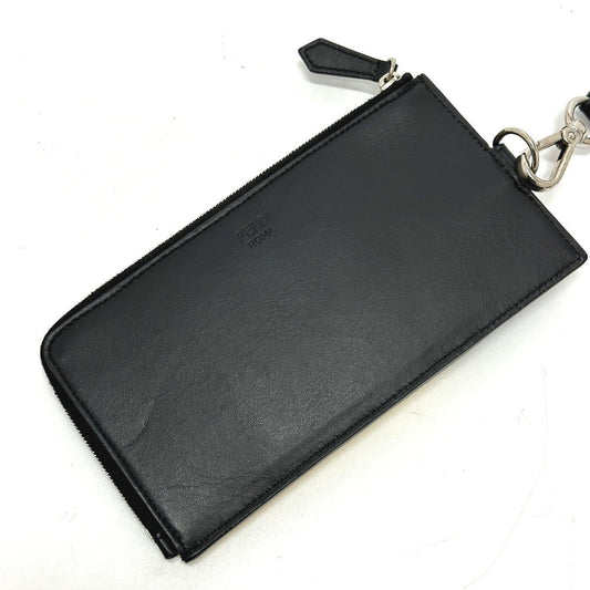 FENDI Coin case 7M0283 leather black Wallet Coin Pocket Card Case Monster Bugs mens Used Authentic