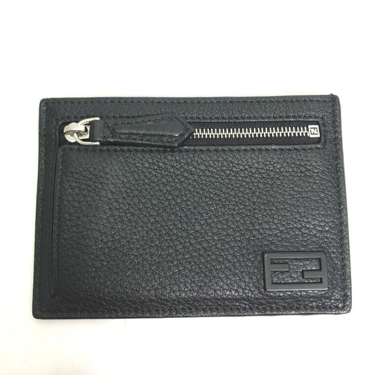 FENDI Coin case 7M0310 leather black Fragment case logo mens Used Authentic