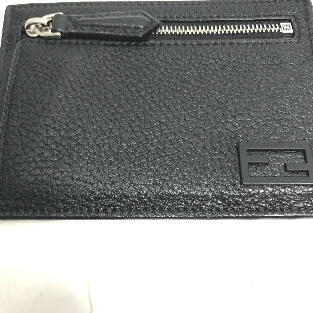 FENDI Coin case 7M0310 leather black Fragment case logo mens Used Authentic