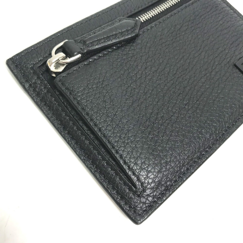 FENDI Coin case 7M0310 leather black Fragment case logo mens Used Authentic