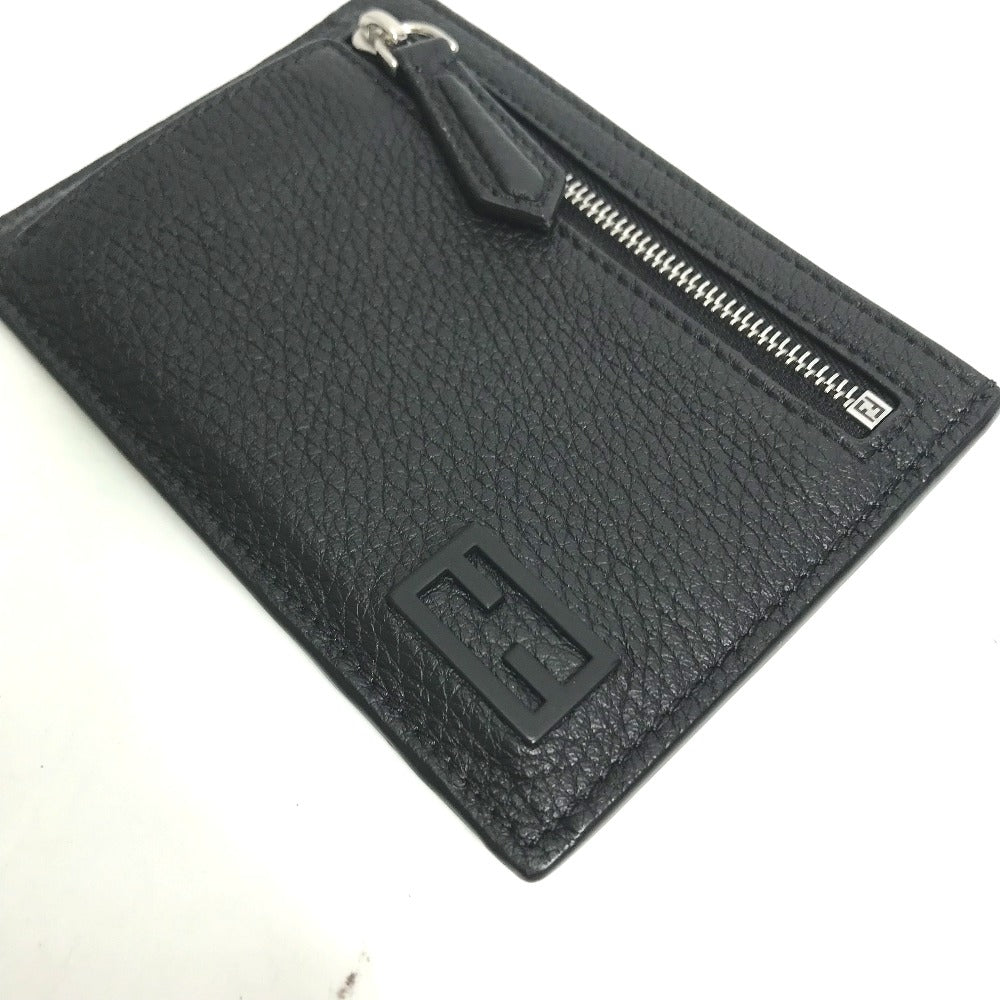 FENDI Coin case 7M0310 leather black Fragment case logo mens Used Authentic