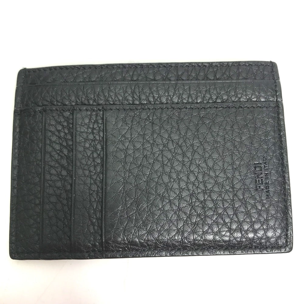 FENDI Coin case 7M0310 leather black Fragment case logo mens Used Authentic
