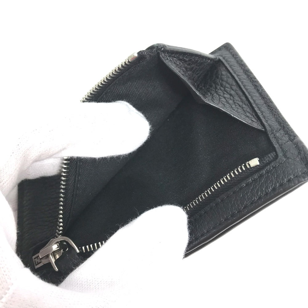 FENDI Coin case 7M0310 leather black Fragment case logo mens Used Authentic