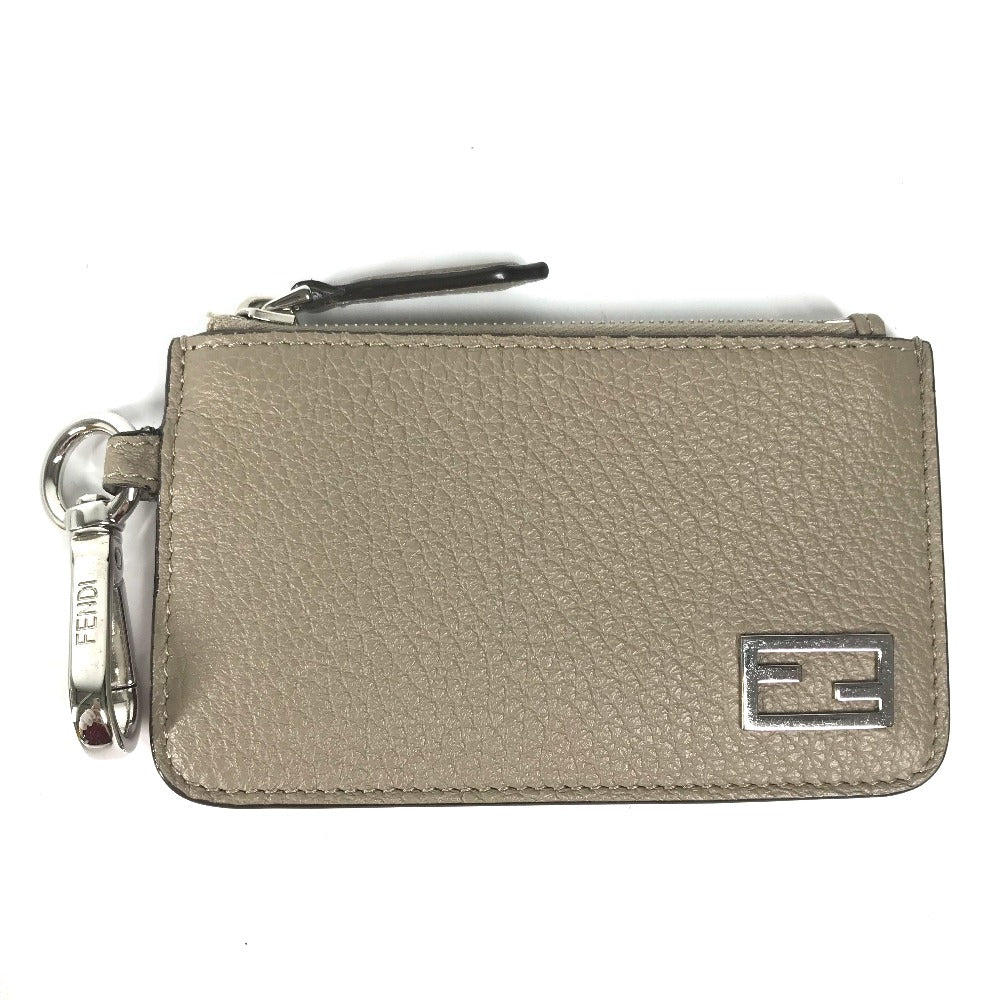 FENDI Coin case 7M0343 leather beige By color logo Women Used Authentic