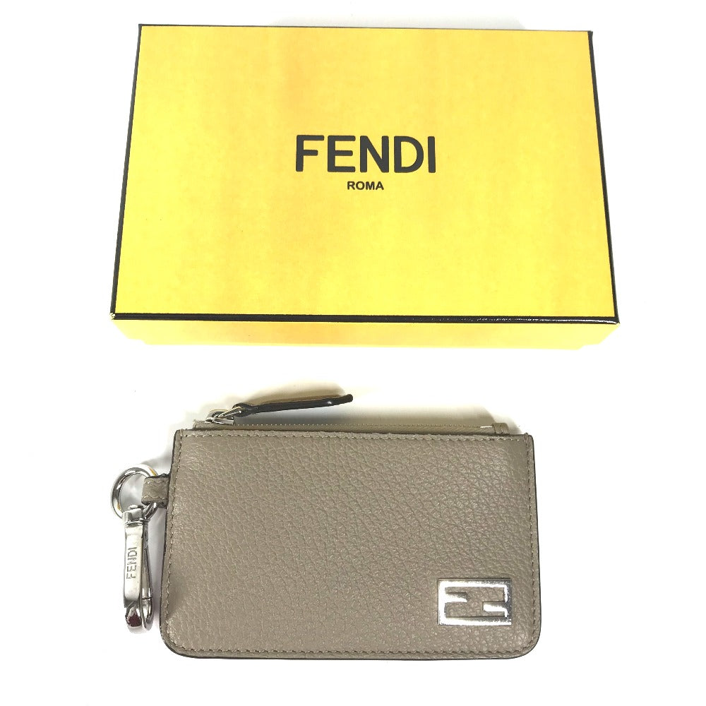 FENDI Coin case 7M0343 leather beige By color logo Women Used Authentic