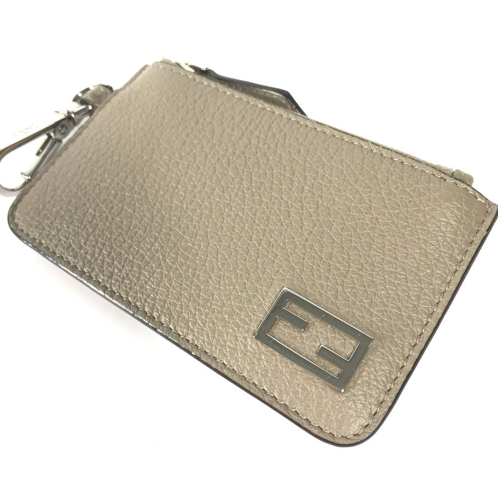 FENDI Coin case 7M0343 leather beige By color logo Women Used Authentic