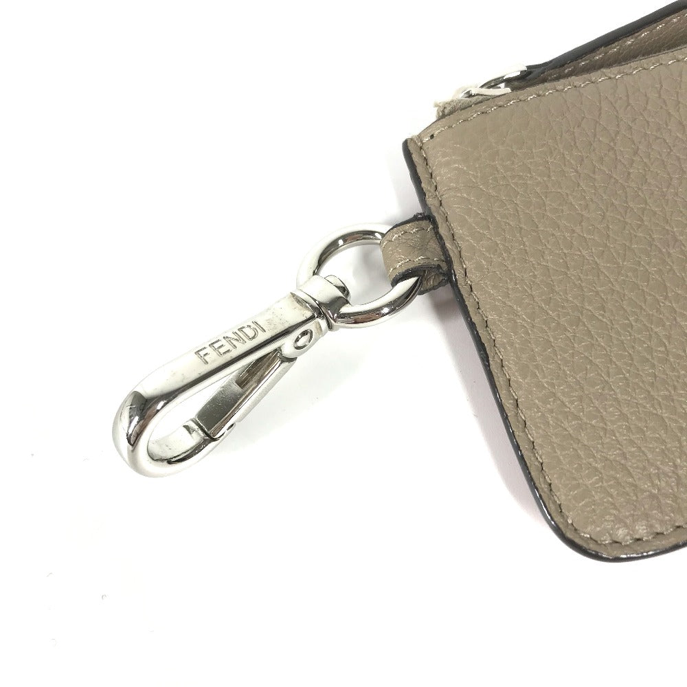FENDI Coin case 7M0343 leather beige By color logo Women Used Authentic
