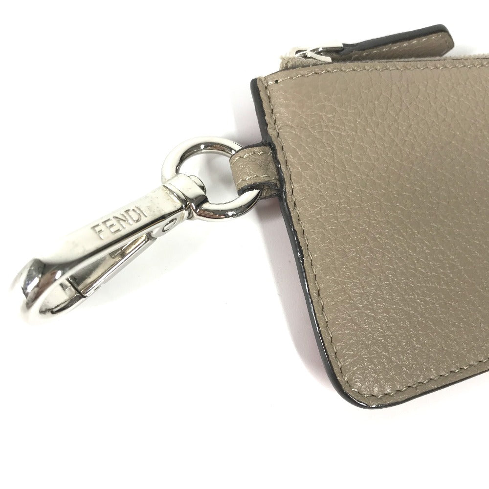 FENDI Coin case 7M0343 leather beige By color logo Women Used Authentic