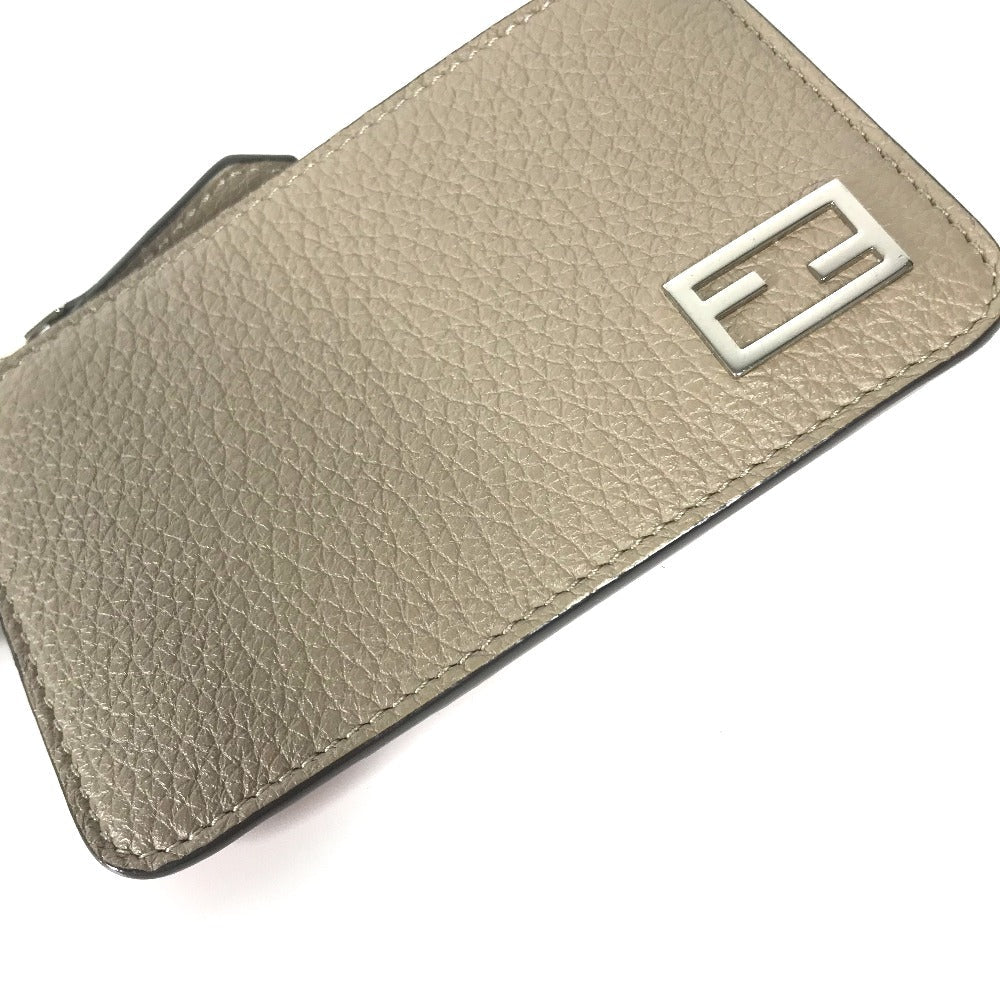 FENDI Coin case 7M0343 leather beige By color logo Women Used Authentic