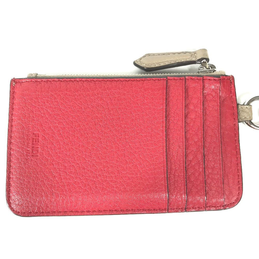 FENDI Coin case 7M0343 leather beige By color logo Women Used Authentic
