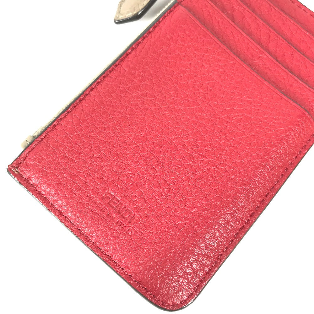 FENDI Coin case 7M0343 leather beige By color logo Women Used Authentic