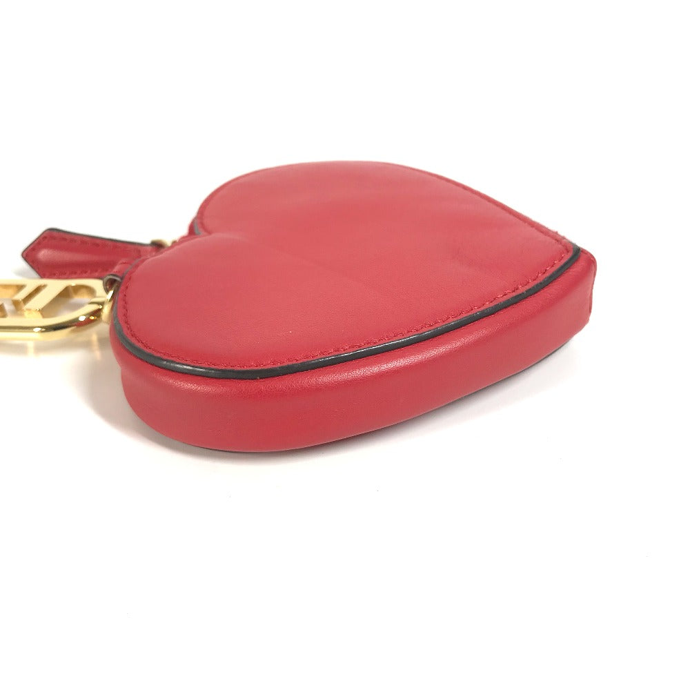 FENDI Coin case 8M0467 leather Red heart Women Used Authentic