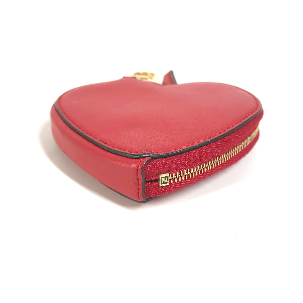 FENDI Coin case 8M0467 leather Red heart Women Used Authentic