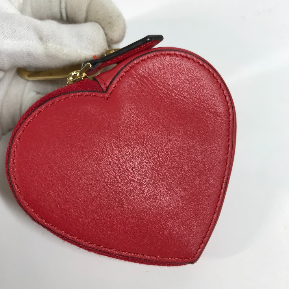 FENDI Coin case 8M0467 leather Red heart Women Used Authentic