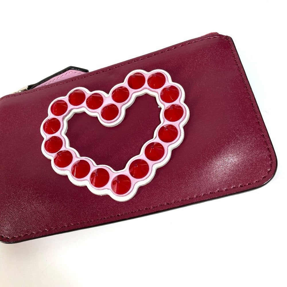 FENDI Coin case 8AP151 leather Red Heart studs Women Used Authentic