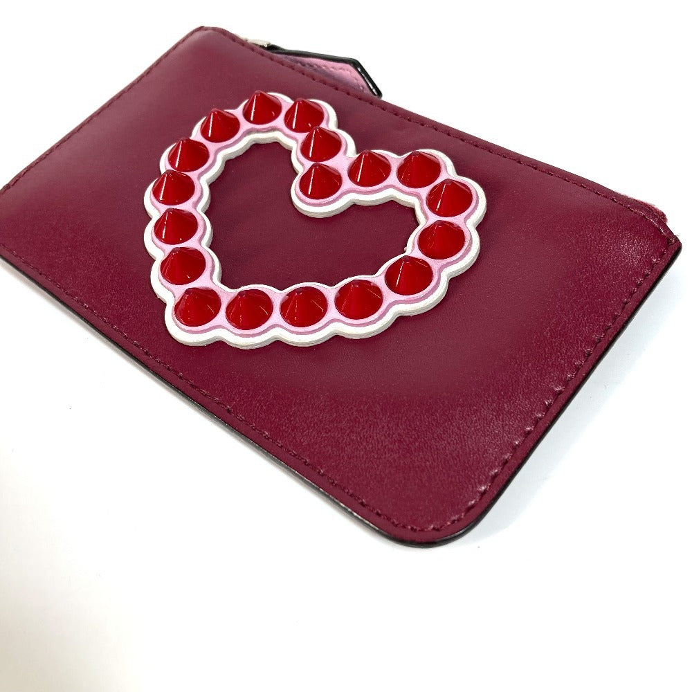 FENDI Coin case 8AP151 leather Red Heart studs Women Used Authentic