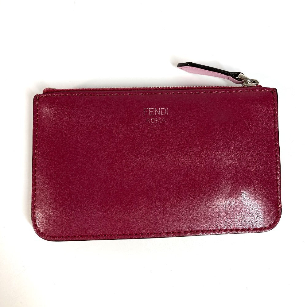 FENDI Coin case 8AP151 leather Red Heart studs Women Used Authentic