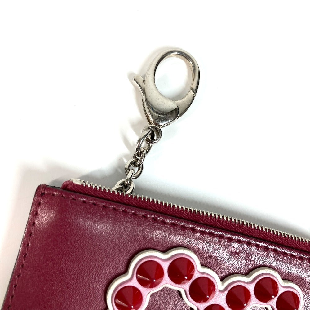 FENDI Coin case 8AP151 leather Red Heart studs Women Used Authentic