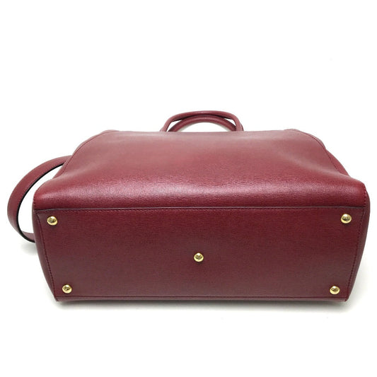 FENDI Handbag 8BH250 leather Dark red To joule Women Used Authentic