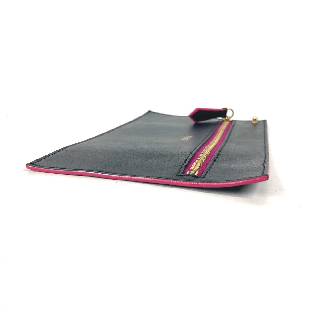 FENDI Pouch leather black By color Accessories Flat Women Used Authentic