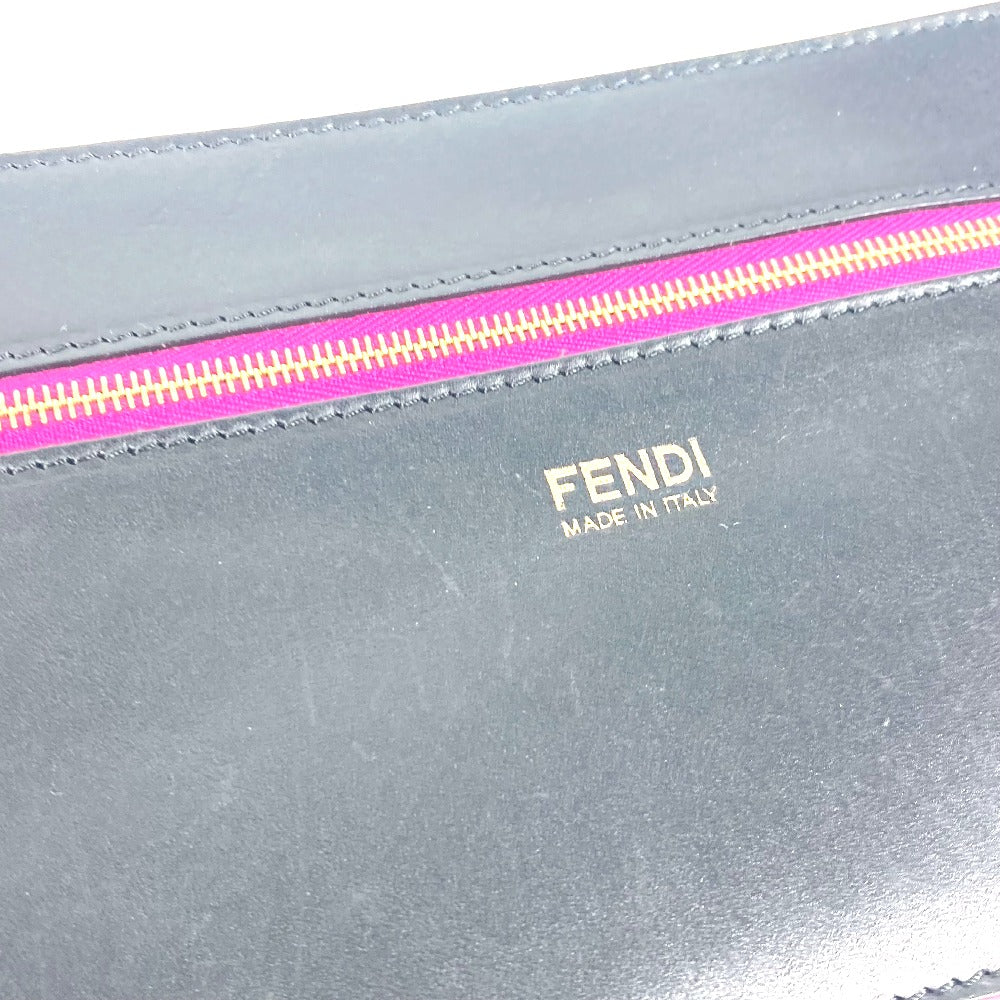 FENDI Pouch leather black By color Accessories Flat Women Used Authentic