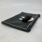 FENDI Clutch bag Leather, Fur black studded pouch Karl Lagerfeld Carlito